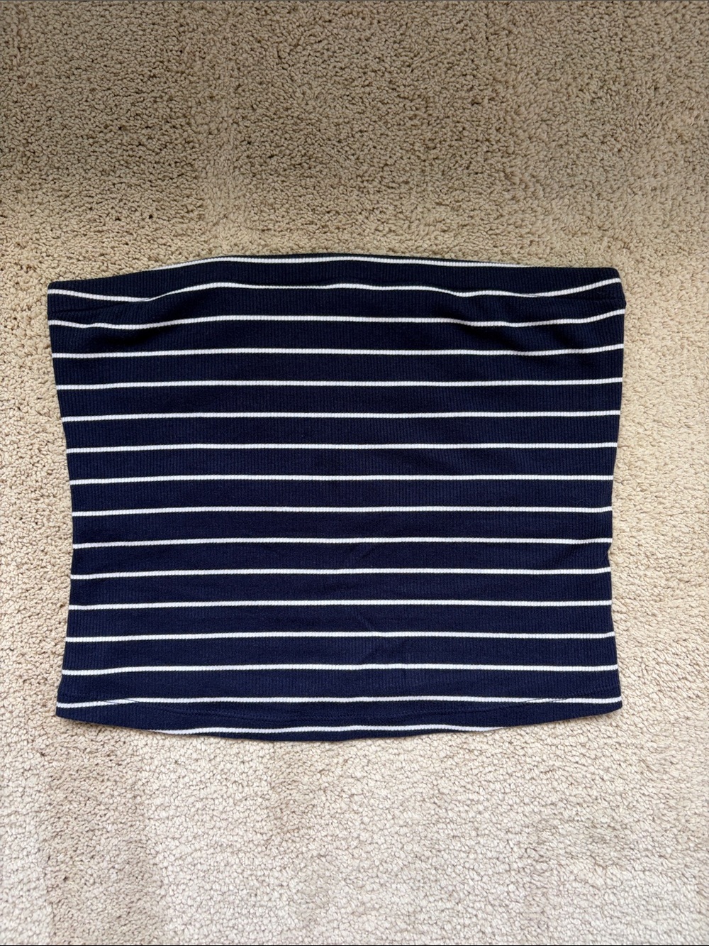 a new day | Navy and White Striped Ribbed Tube Top